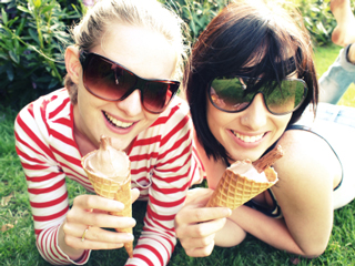 two girls ice cream cones two girls with ice cream cones